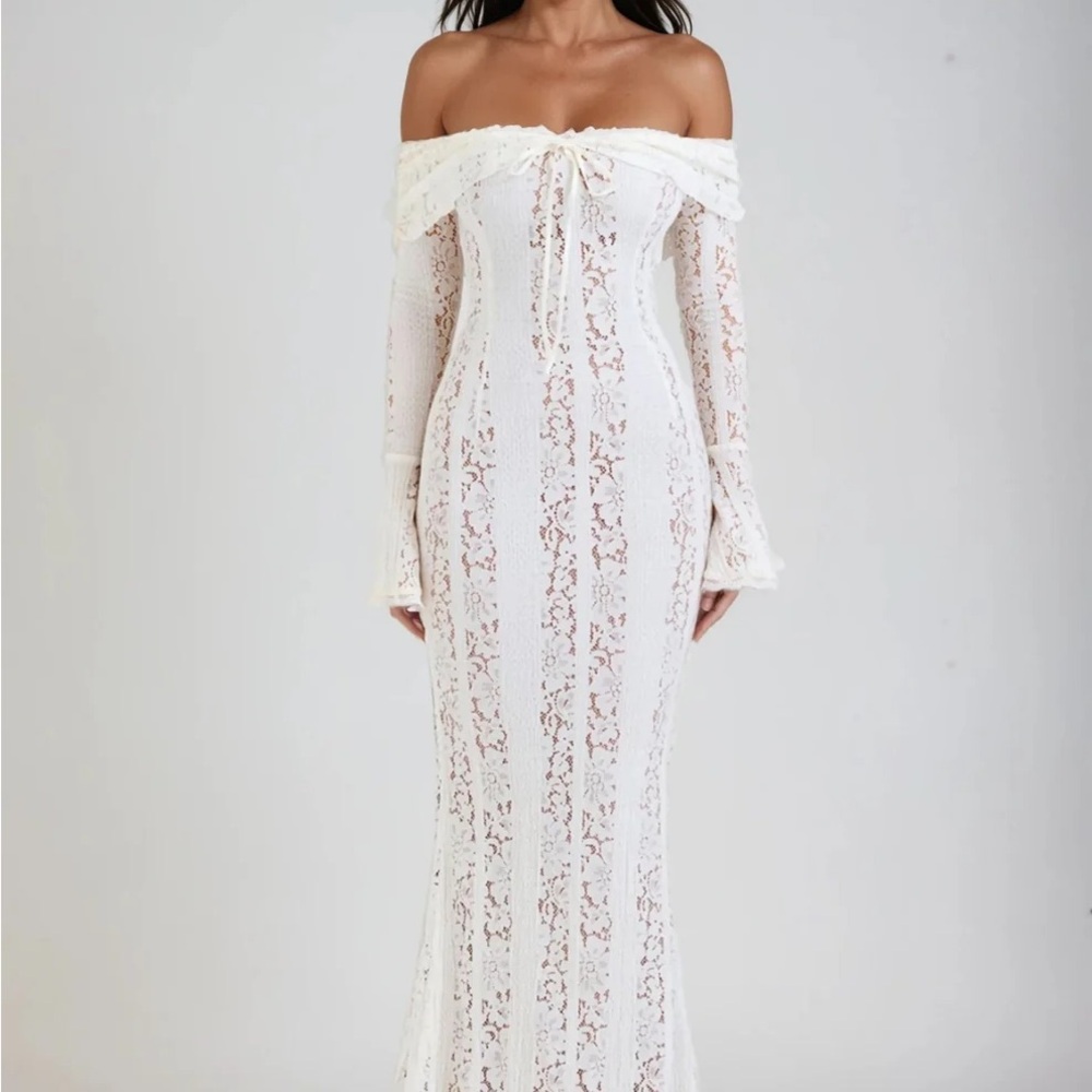 Elegant White Lace Off-Shoulder Dress